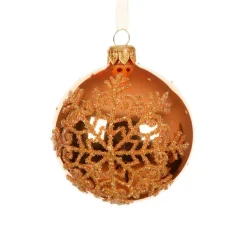 KAEMINGK Lot de 6 boules de Noël en verre (D80 mm) Flocon pailleté Orange Best