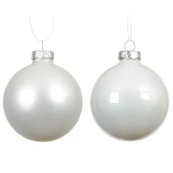 KAEMINGK Lot de 6 boules de Noël en verre (D80 mm) Boréal Blanc Outlet