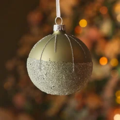 KAEMINGK Lot de 6 boules de Noël en verre (D80 mm) Ballotine Vert romarin New
