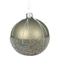 KAEMINGK Lot de 6 boules de Noël en verre (D80 mm) Ballotine Vert romarin New