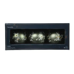 KAEMINGK Lot de 3 boules de Noël en verre (D80 mm) Feuillage d'hiver Vert romarin Online