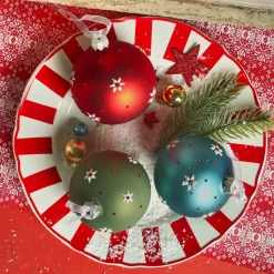 KAEMINGK Lot de 6 boules de Noël en verre (D80 mm) Fleurs et pois Multicolore Clearance