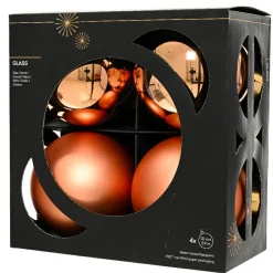 KAEMINGK Lot de 4 boules de Noël en verre (D100 mm) Boréal Cognac Discount