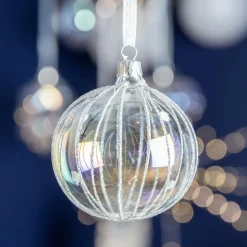 KAEMINGK Lot de 6 boules de Noël en verre (D80 mm) Ice Transparent irisé Best