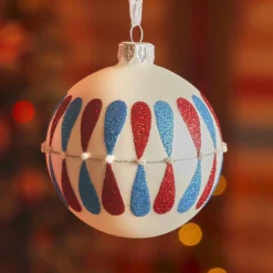 KAEMINGK Lot de 6 boules de Noël en verre (D80 mm) Gouttes colorées Blanc Discount