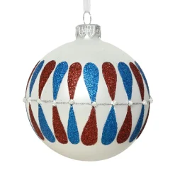 KAEMINGK Lot de 6 boules de Noël en verre (D80 mm) Gouttes colorées Blanc Discount