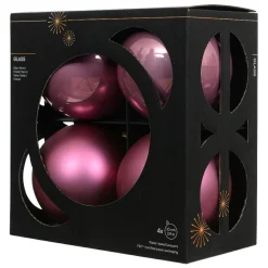 KAEMINGK Lot de 4 boules de Noël en verre (D100 mm) Boréal Vieux rose Discount