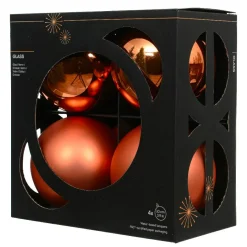 KAEMINGK Lot de 4 boules de Noël en verre (D100 mm) Boréal Orange Hot