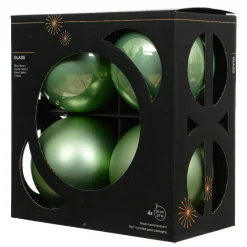 KAEMINGK Lot de 4 boules de Noël en verre (D100 mm) Boréal Vert matcha Outlet