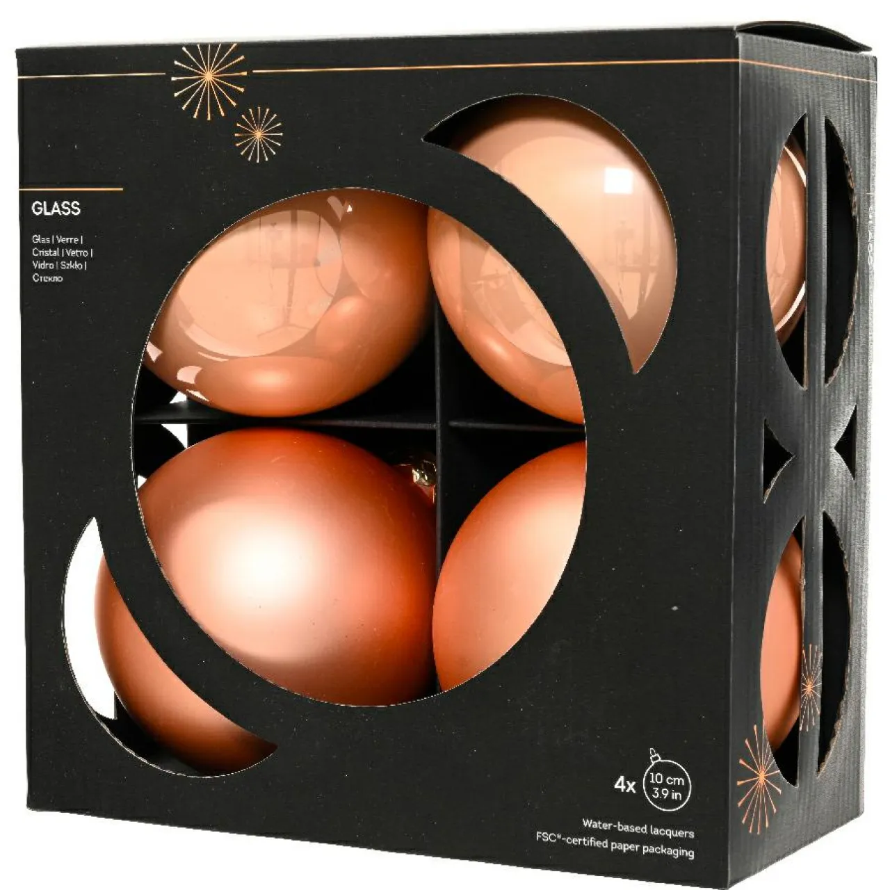 KAEMINGK Lot de 4 boules de Noël en verre (D100 mm) Boréal Pêche New