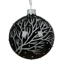 KAEMINGK Lot de 6 boules de Noël en verre (D80 mm) Branches d'hiver Noir Outlet