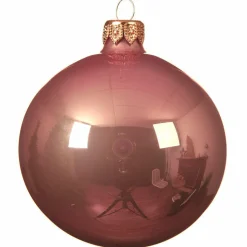 KAEMINGK Lot de 6 boules de Noël en verre (D80 mm) Arctique brillantes Vieux rose Hot