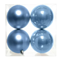 KAEMINGK Lot de 4 boules de Noël unies (D100 mm) Aravis Bleu Ciel