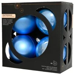 KAEMINGK Lot de 4 boules de Noël unies (D100 mm) Aravis Bleu Ciel