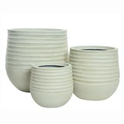 EMINZA Lot de 3 cache-pots d'extérieur ronds (H49-37-27 cm) Jamie Blanc New