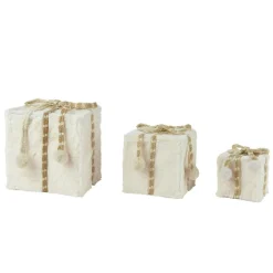 KAEMINGK Lot de 3 cadeaux (H21 cm) Fourrure douceur Blanc laine Online