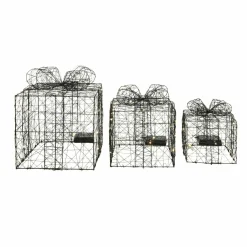 KAEMINGK Lot de 3 cadeaux lumineux à piles 90 LED (H28 cm) Féerie Blanc chaud Clearance