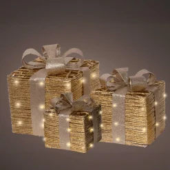 EMINZA Lot de 3 cadeaux lumineux à piles 30 LED (H30 cm) Westfield et Blanc chaud Or Online