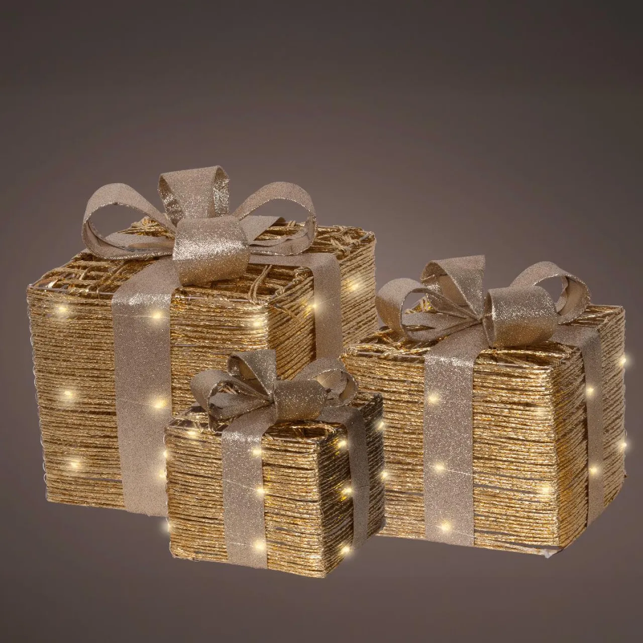 EMINZA Lot de 3 cadeaux lumineux à piles 30 LED (H30 cm) Westfield et Blanc chaud Or Online