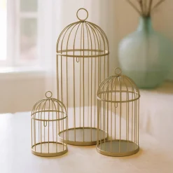KOOPMAN Lot de 3 cages à oiseaux (H41 cm) Christmas Chic Dé Or Sale