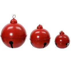 KAEMINGK Lot de 3 Cloches Géantes en métal à suspendre (D52-42-31 cm) Grisons Rouge Hot