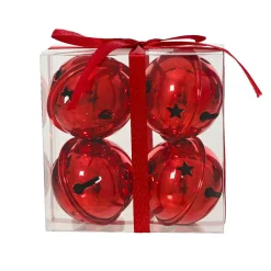 KAEMINGK Lot de 4 clochettes en métal (D11 cm) Christmas Nova Rouge Discount