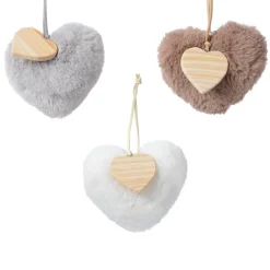 KAEMINGK Lot de 3 coeurs de Noël à suspendre (H10 cm) Caeli Bois New