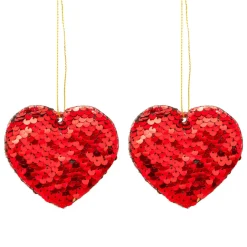 JJA Lot de 2 cœurs à suspendre (H7 cm) Sequins Rouge Online