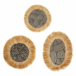 OSTARIA Lot de 3 décorations murales fibres naturelles (H32 cm) Nairobi Noir Online
