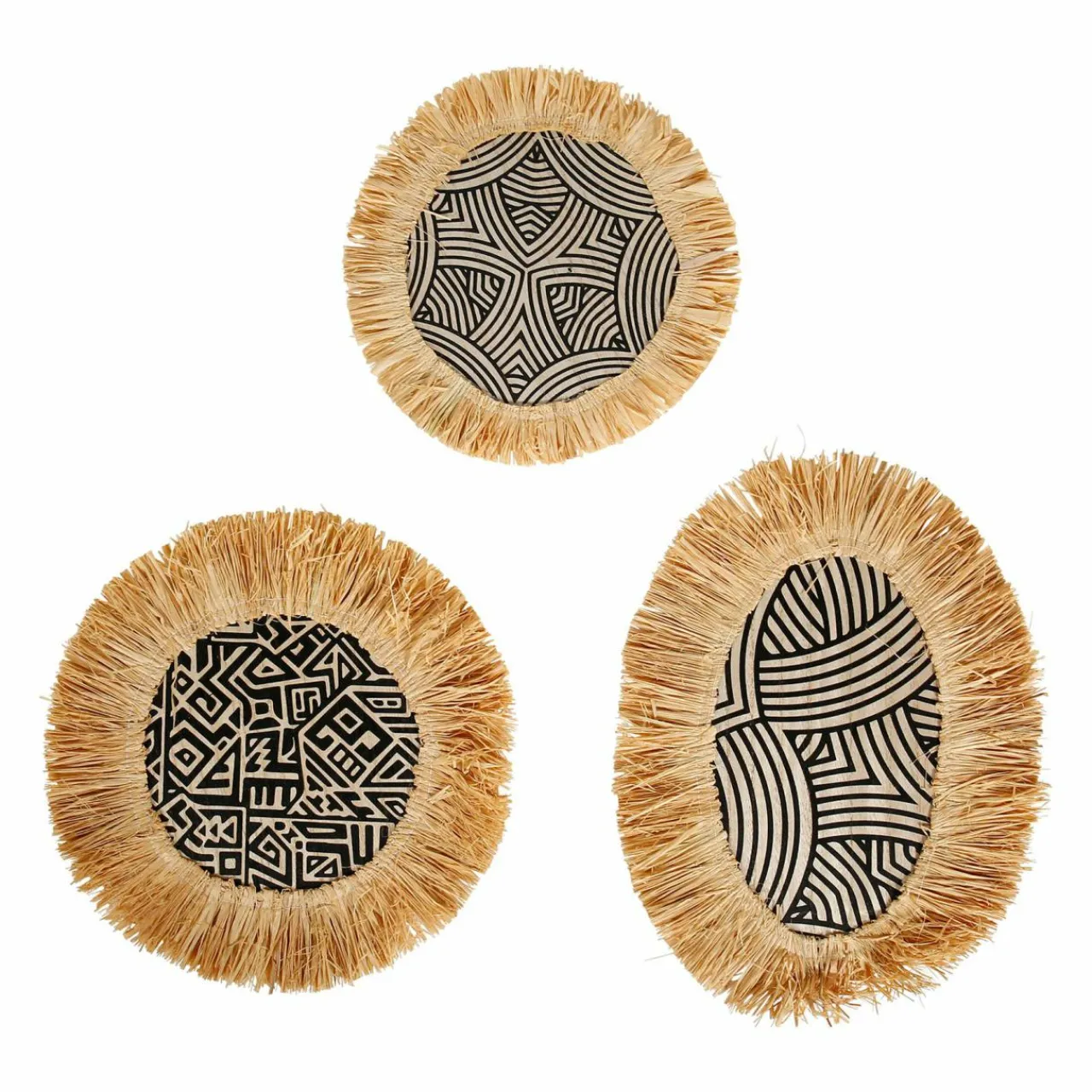 OSTARIA Lot de 3 décorations murales fibres naturelles (H32 cm) Nairobi Noir Online