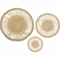 ATMOSPHERA Lot de 3 décorations murales roseau (D20-30-45 cm) Seagrass Naturel Hot
