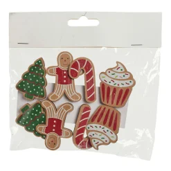 CHRISTMAS DREAM Lot de 8 décorations à parsemer (H5 cm) Sapin et gourmandise Multicolore