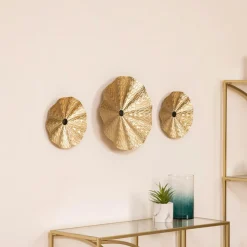 Atmosphera, cru017dateur d'intu017drieur Lot de 3 décos murales métal (D33,5 cm) Leslie Or Hot