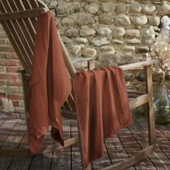 EMINZA Lot de 2 essuie-mains gaze de coton (70 cm) Gaïa Terracotta Best