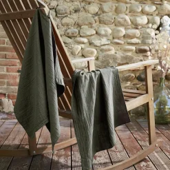 EMINZA Lot de 2 essuie-mains gaze de coton (70 cm) Gaïa Vert romarin Online