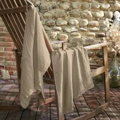 EMINZA Lot de 2 essuie-mains gaze de coton (50 x 70 cm) Gaïa Ficelle