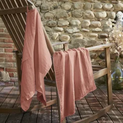 EMINZA Lot de 2 essuie-mains gaze de coton (70 cm) Gaïa Rose Pêche Best