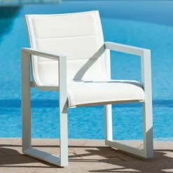 MOBELLIA Lot de 2 fauteuils de jardin en aluminium Elba Blanc Sale