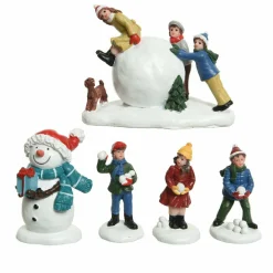 KAEMINGK Lot de figurines et accessoires amusement dans la neige pour village New