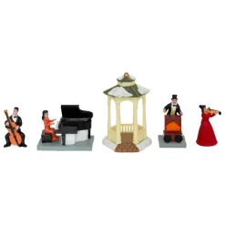 JJA Lot de 5 figurines et accessoires pour village (H22 cm) Musique et kiosque Multicolore