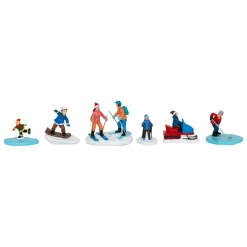 JJA Lot de 6 figurines pour village (H7,5 cm) Sports de Montagne Multicolore Discount