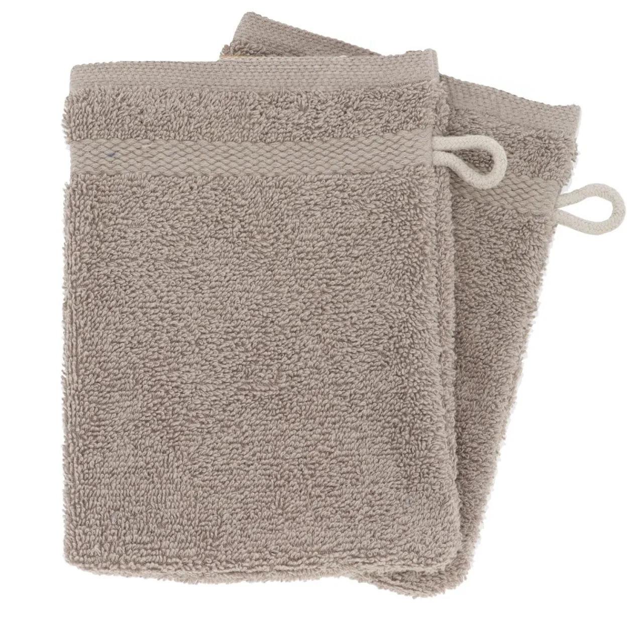 TENDANCE Lot de 2 gants de toilette coton (15 x 21 cm) Timeless Taupe Best
