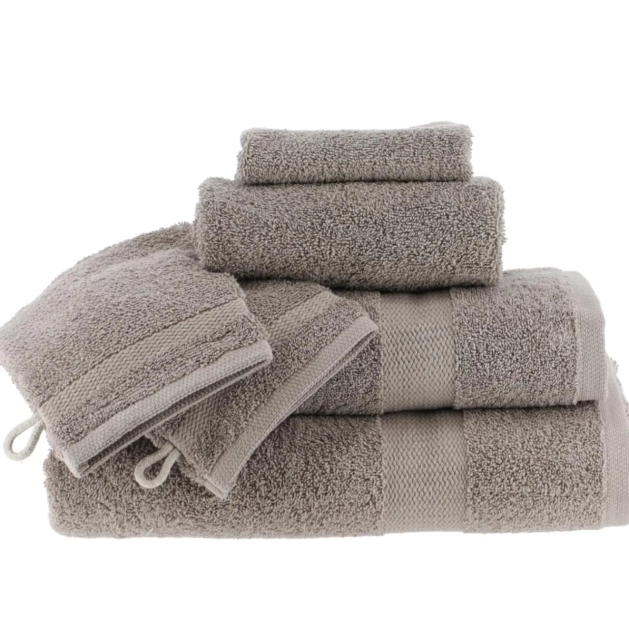 TENDANCE Lot de 2 gants de toilette coton (15 x 21 cm) Timeless Taupe Best