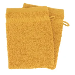 TENDANCE Lot de 2 gants de toilette coton (15 x 21 cm) Timeless Jaune moutarde Best
