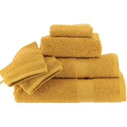 TENDANCE Lot de 2 gants de toilette coton (15 x 21 cm) Timeless Jaune moutarde Best