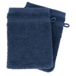 TENDANCE Lot de 2 gants de toilette coton (15 x 21 cm) Timeless Bleu marine Discount