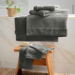 EMINZA Lot de 2 gants de toilette coton bio (15 x 21 cm) Méline Vert romarin Discount