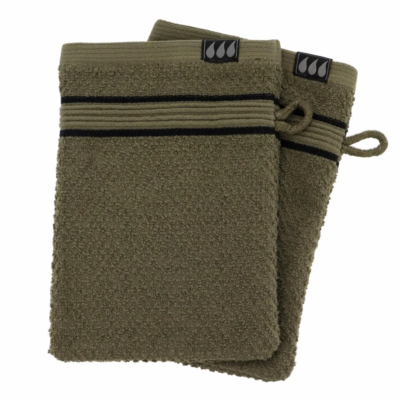 TENDANCE Lot de 2 gants de toilette coton (15 x 21 cm) Black Line Joia / noir Vert kaki Best