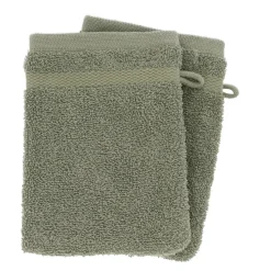 TENDANCE Lot de 2 gants de toilette coton (15 x 21 cm) Timeless Vert kaki Best