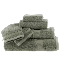 TENDANCE Lot de 2 gants de toilette coton (15 x 21 cm) Timeless Vert kaki Best